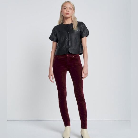7 For All Mankind VELVET SKINNY PANT IN CABERNET Cord Corduroy - Picture 1 of 9